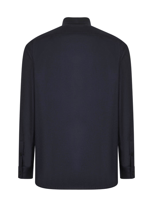 Blue virgin wool shirt jacket