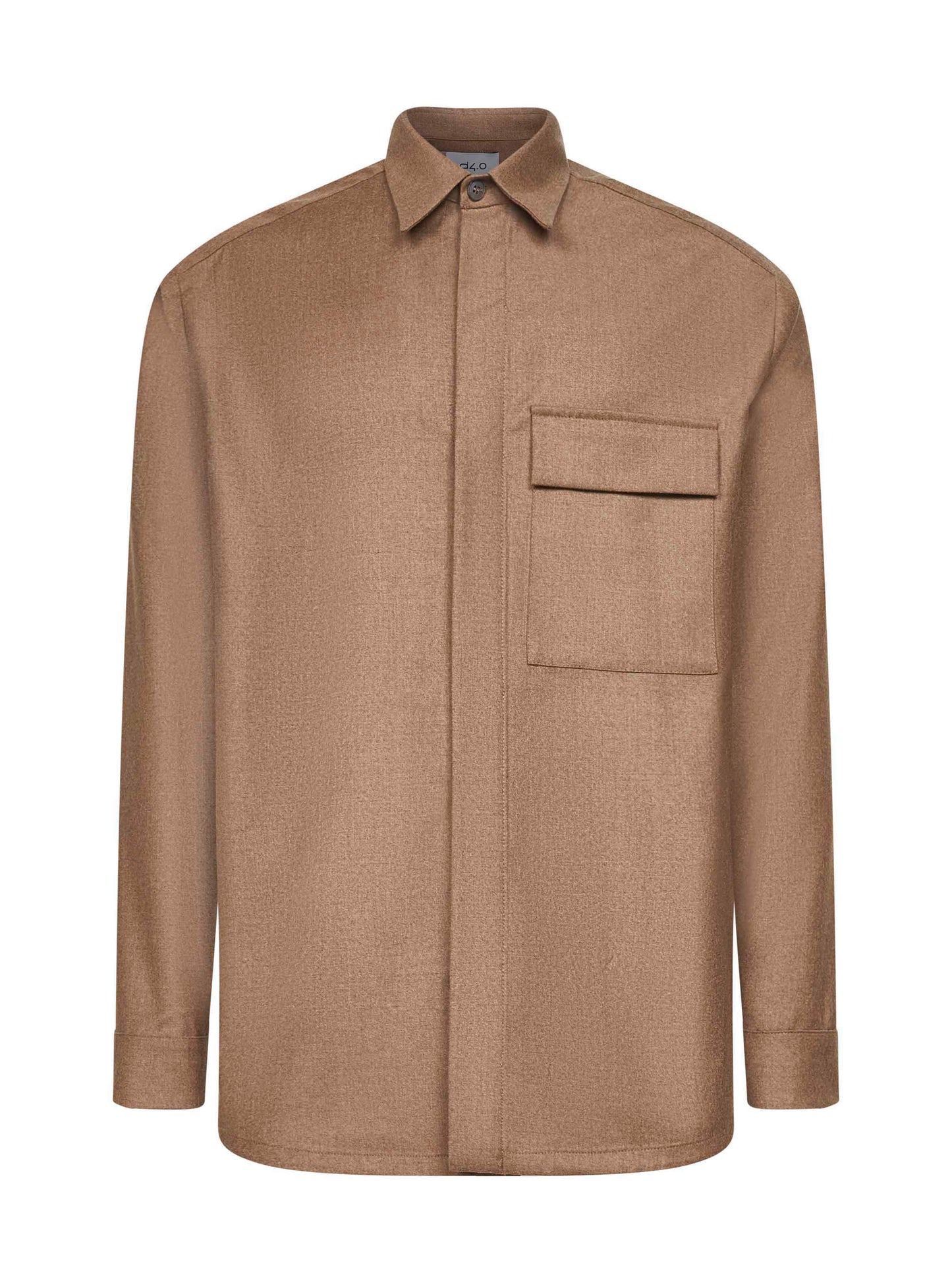Giacca camicia in lana vergine beige