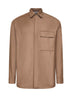 Giacca camicia in lana vergine beige