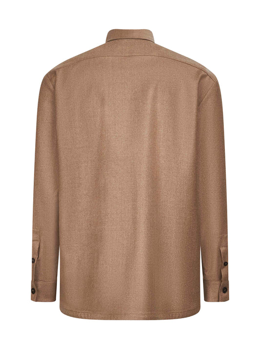 Beige virgin wool shirt jacket