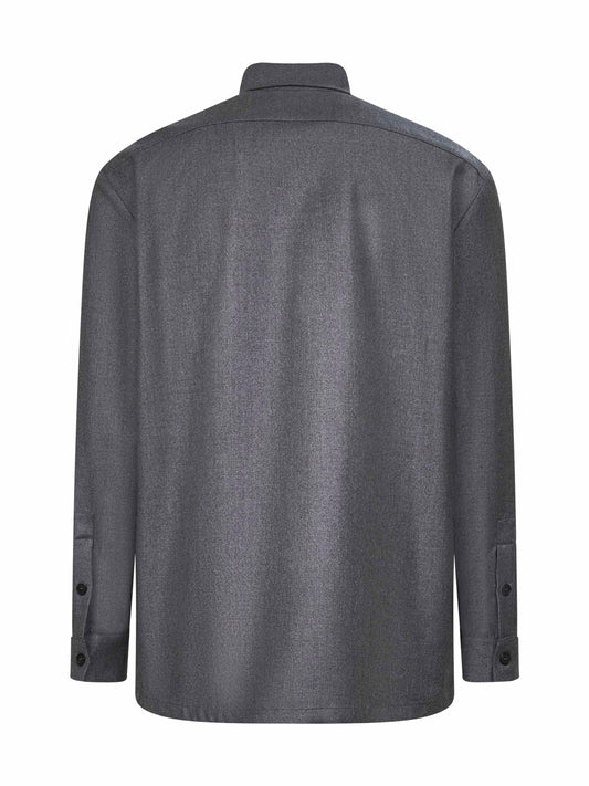 Grey virgin wool shirt jacket