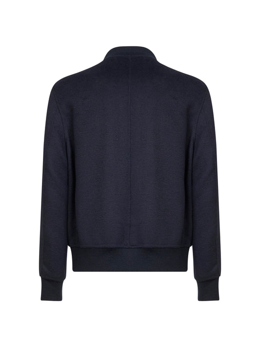 Giacca bomber in double di lana blu