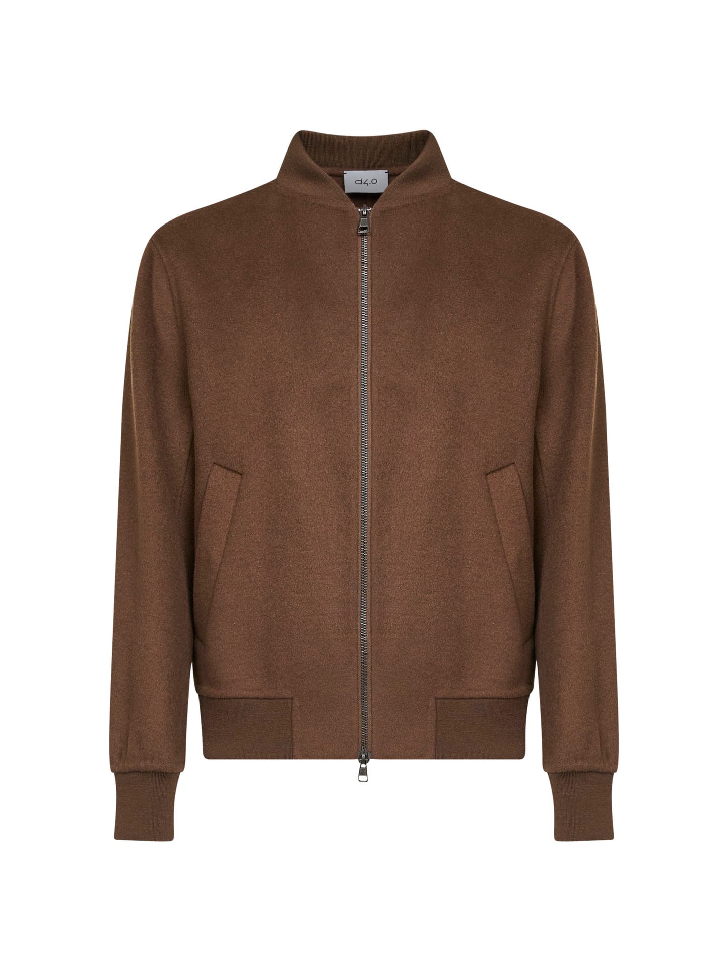 Giacca bomber in double di lana marrone