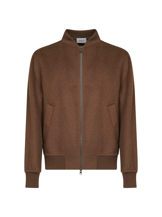 Giacca bomber in double di lana marrone