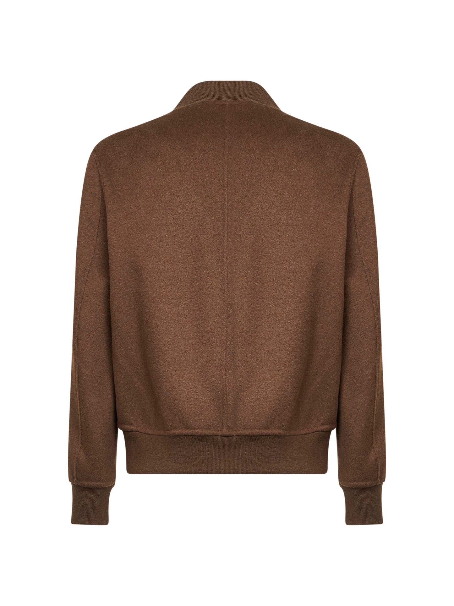 Giacca bomber in double di lana marrone