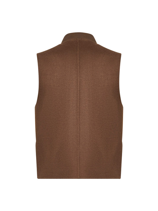 Gilet in double di lana marrone