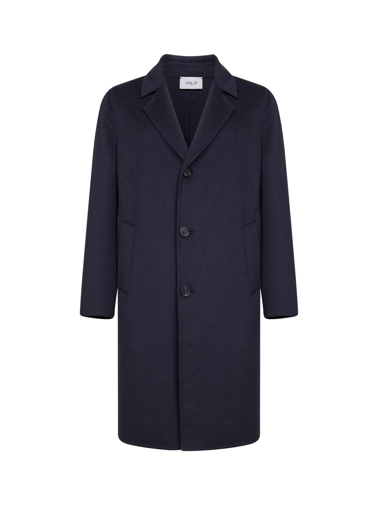 Blue double wool single-breasted coat