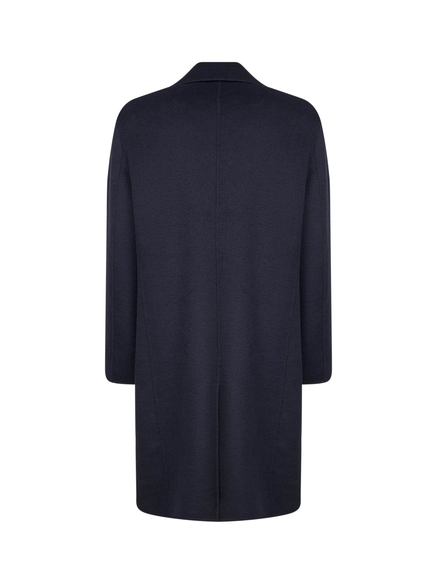 Blue double wool single-breasted coat