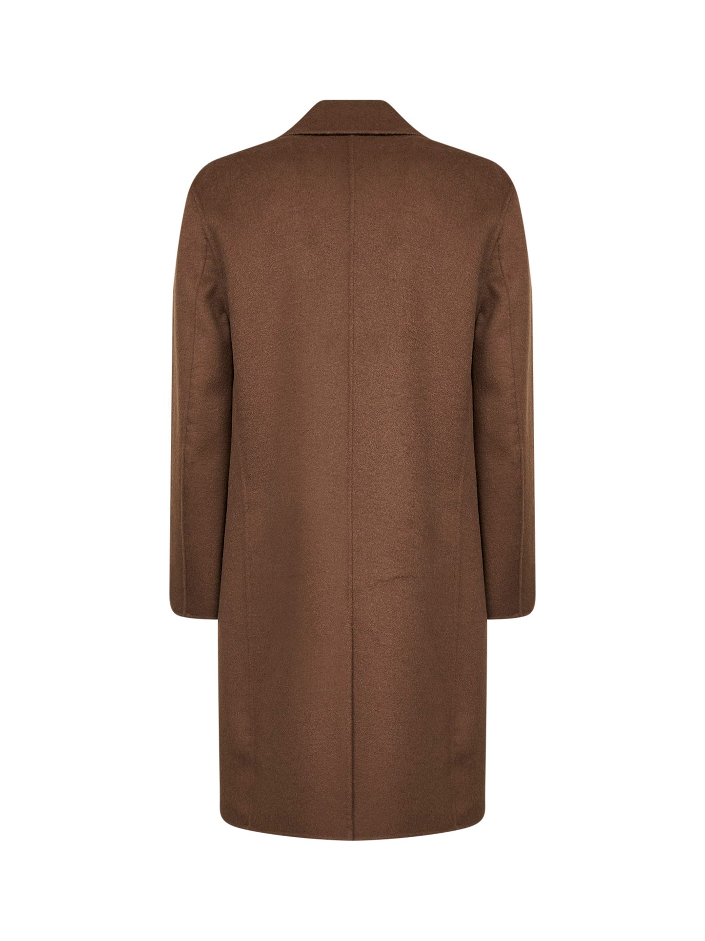 Cappotto monopetto in double di lana marrone