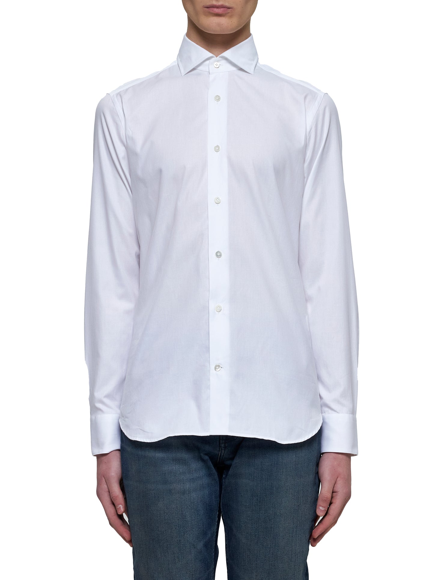 Camicia classica in cotone bianco