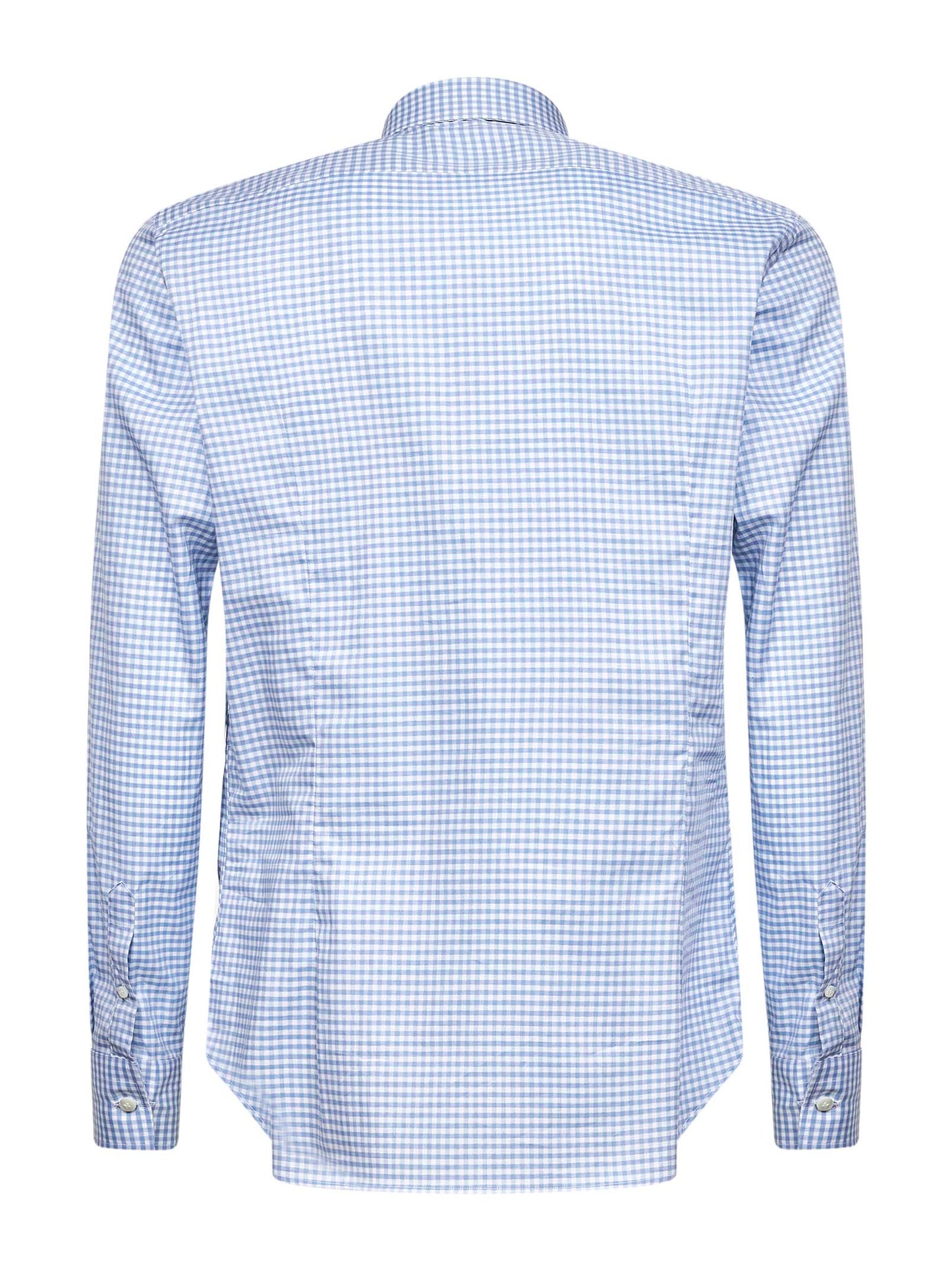Light blue checked cotton poplin shirt