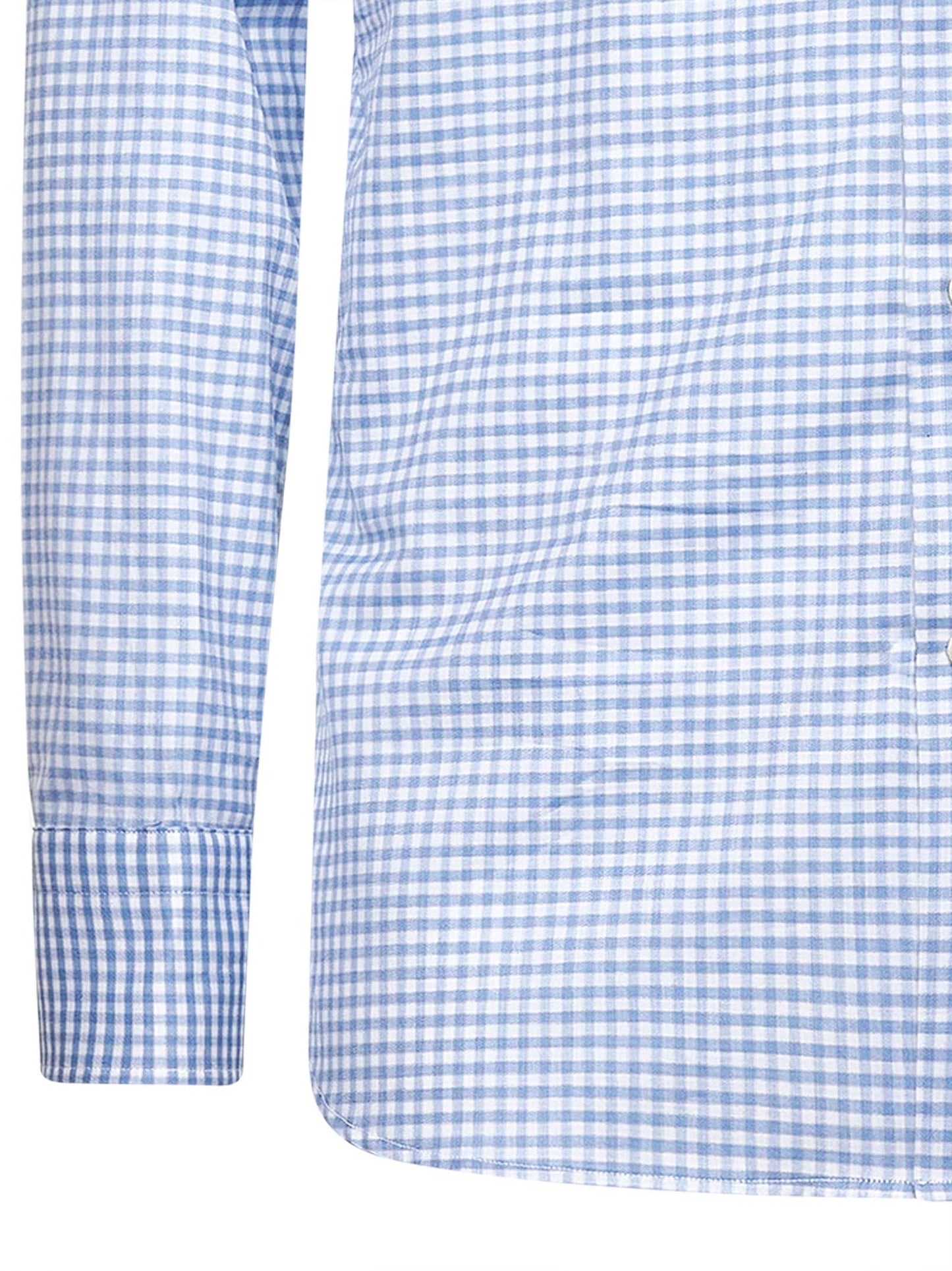 Light blue checked cotton poplin shirt