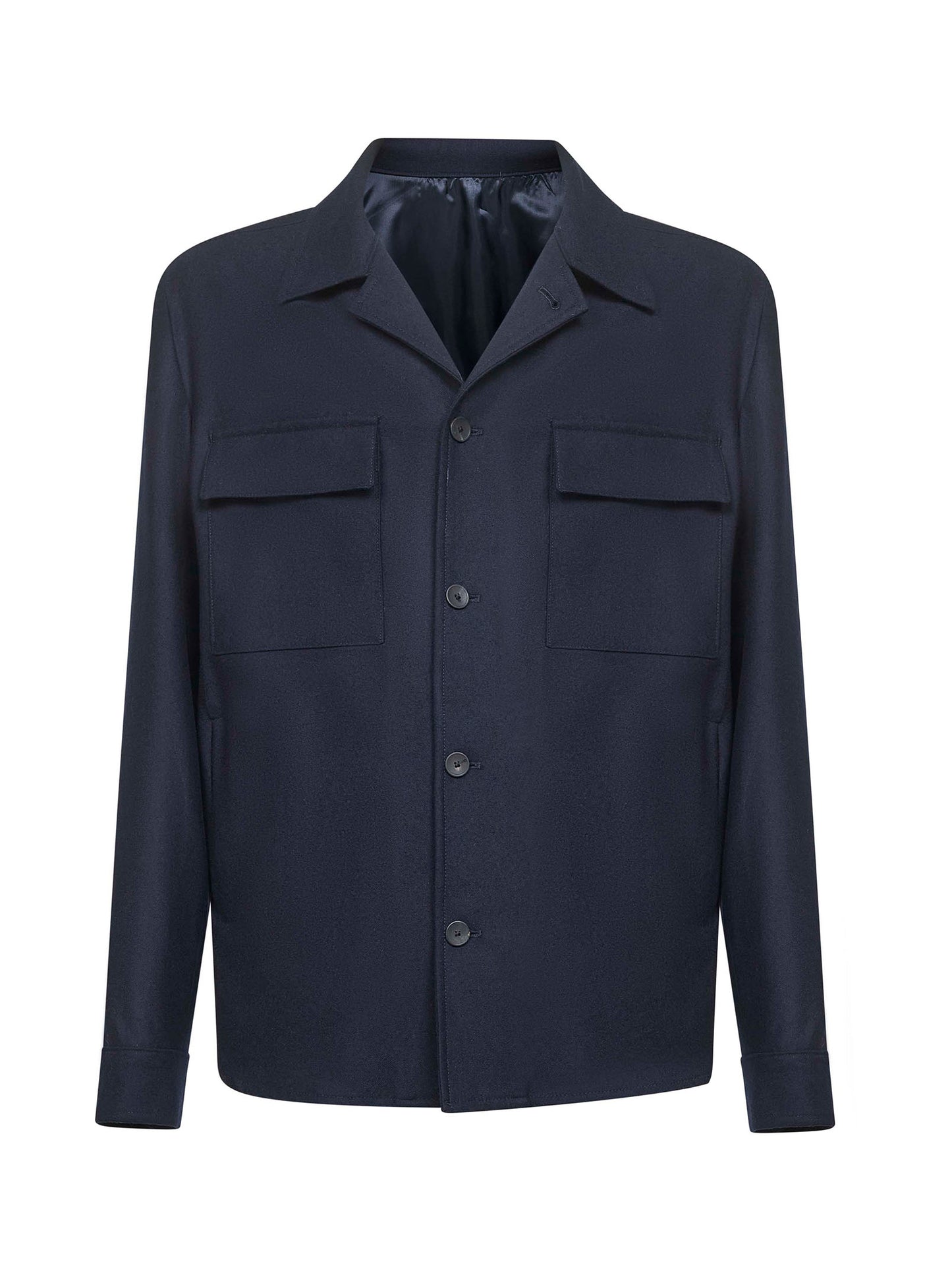 Blue Loro Piana stretch flannel John shirt jacket