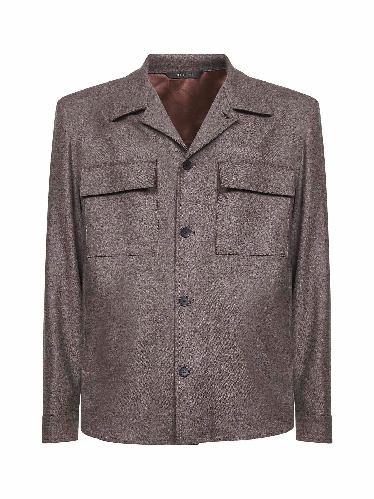 Brown Loro Piana stretch flannel John shirt jacket