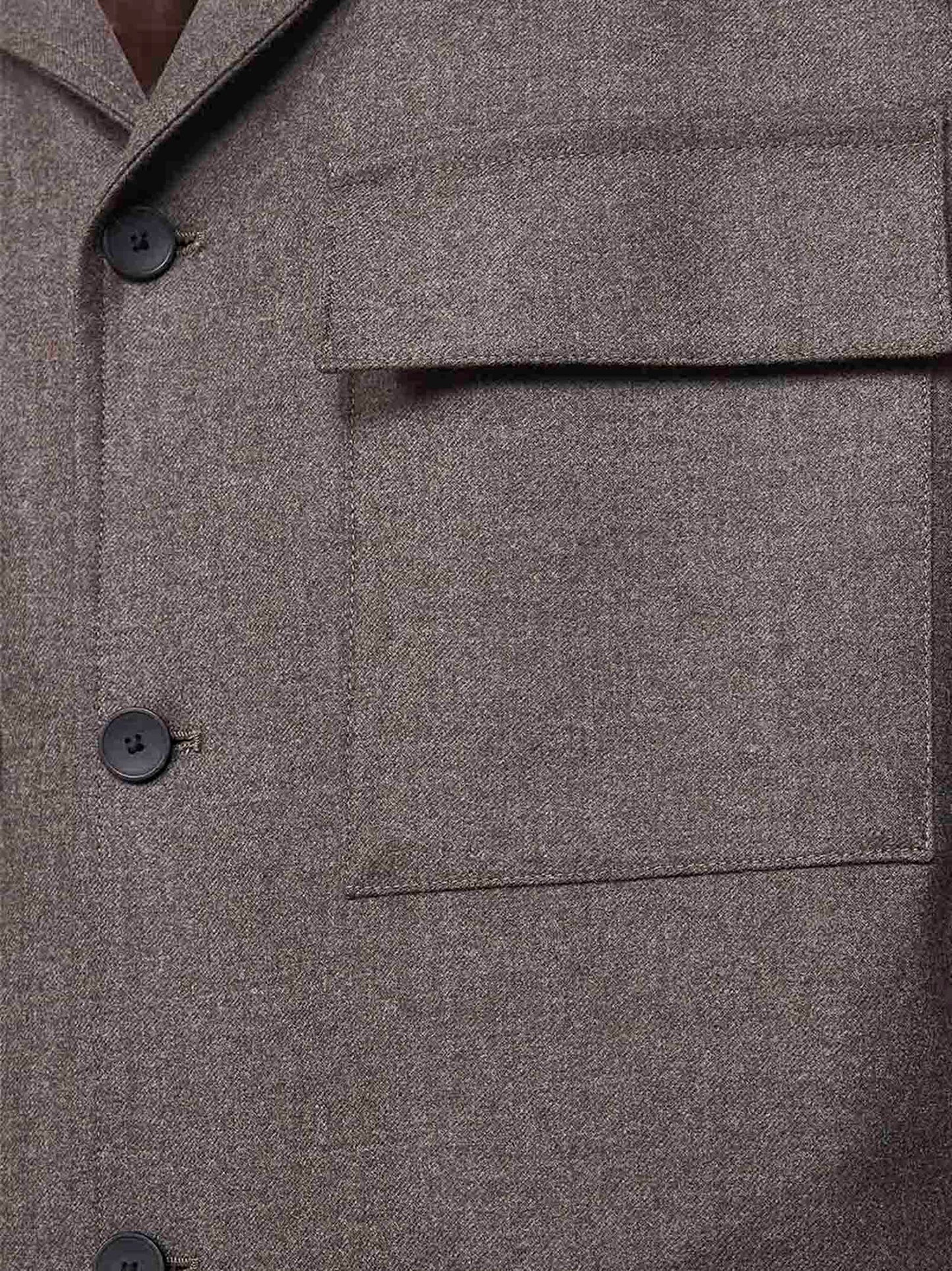 Brown Loro Piana stretch flannel John shirt jacket