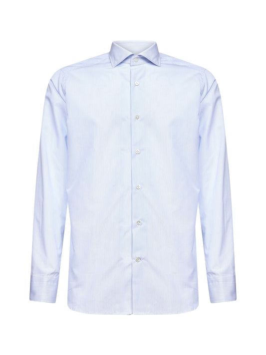 White striped cotton poplin shirt