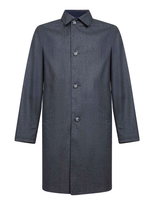 Two-tone reversible single-breasted coat