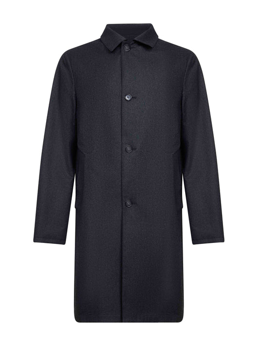 Two-tone reversible single-breasted coat
