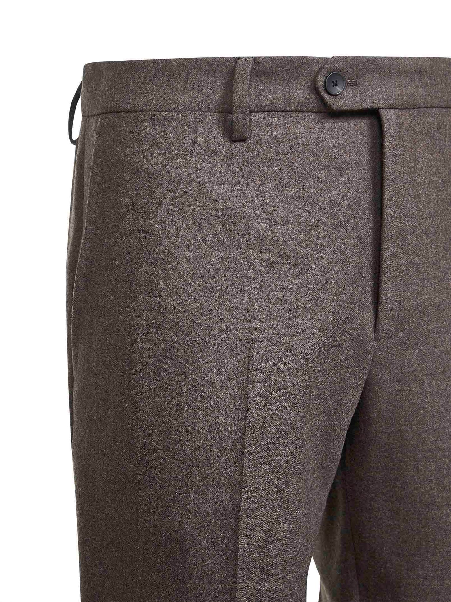 Pantaloni Montaigne in flanella stretch Loro Piana marrone