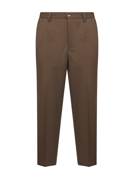 Biscuit wool blend twill Portofino trousers
