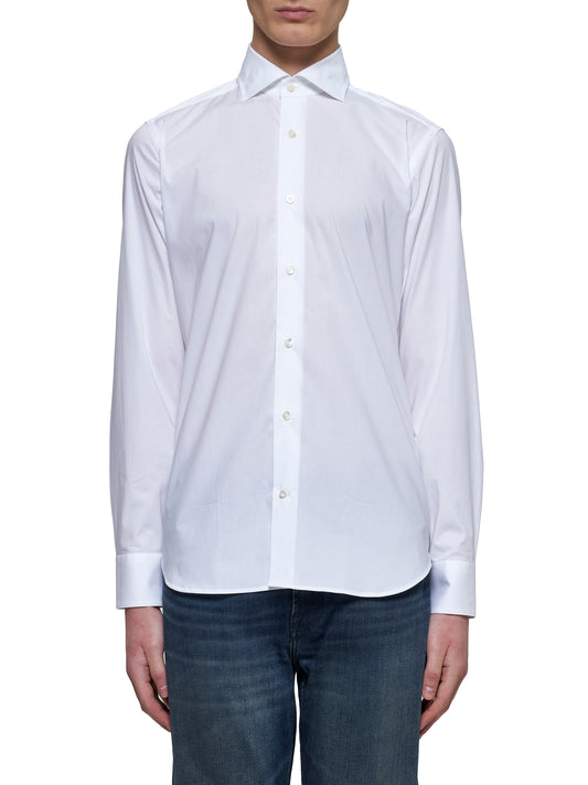 White stretch cotton classic shirt