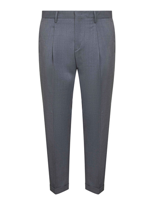 Grey wool blend flannel Tiberio trousers