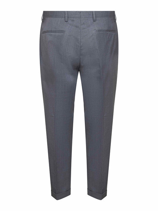 Grey wool blend flannel Tiberio trousers