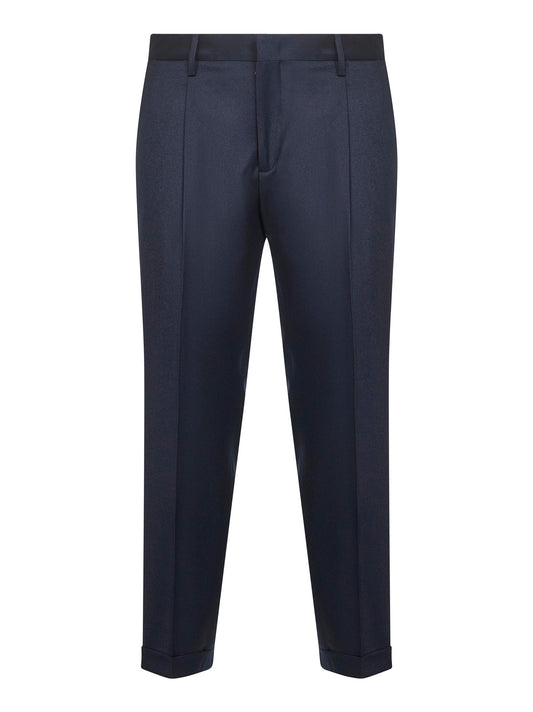 Blue wool and cashmere flannel Tiberio trousers