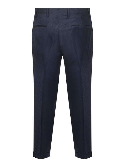 Blue wool and cashmere flannel Tiberio trousers