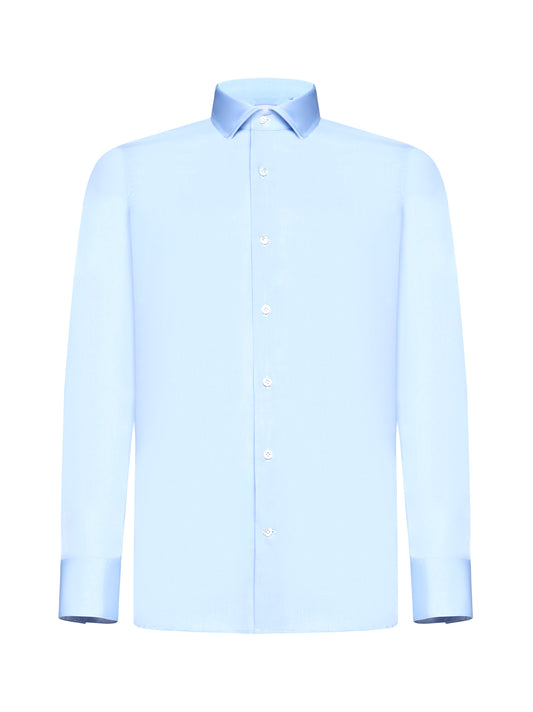Light blue cotton twill classic shirt