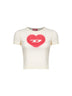Ivory ribbed stretch cotton T-Ele T-shirt