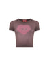 Brown ribbed stretch cotton T-Ele T-shirt