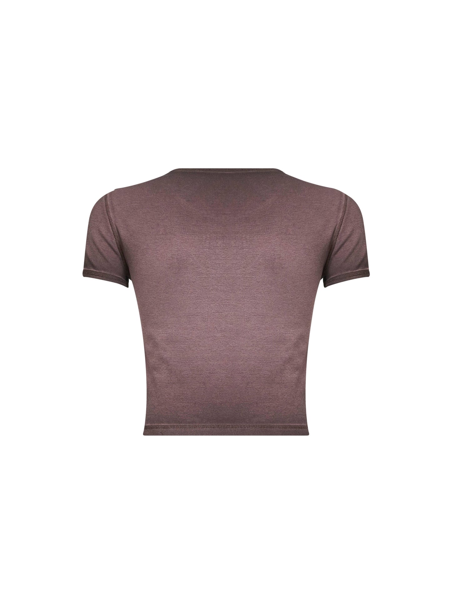 Brown ribbed stretch cotton T-Ele T-shirt