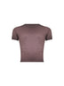 Brown ribbed stretch cotton T-Ele T-shirt