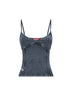 Blue denim-effect jersey T-Ony top