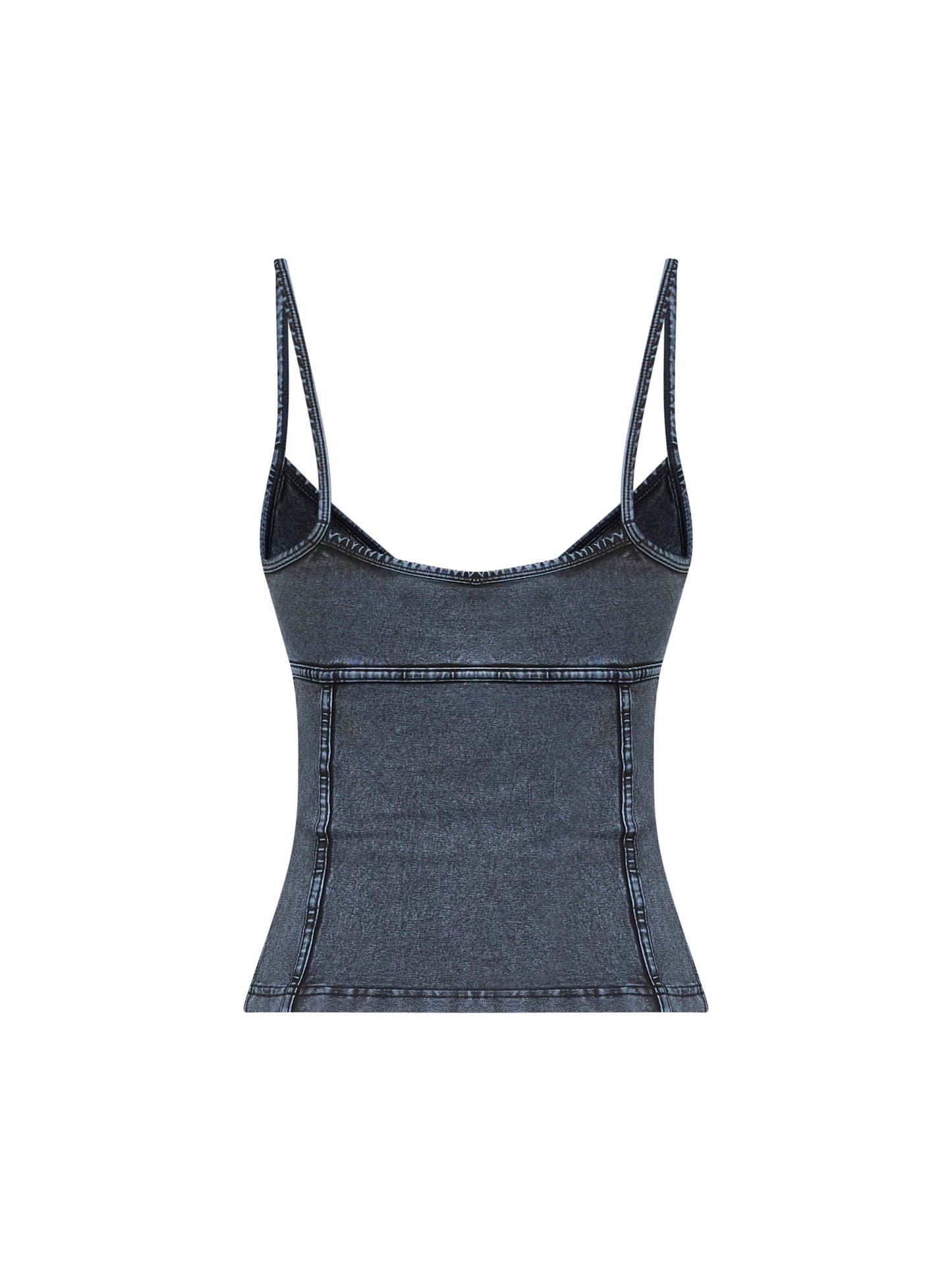 Blue denim-effect jersey T-Ony top