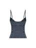 Blue denim-effect jersey T-Ony top