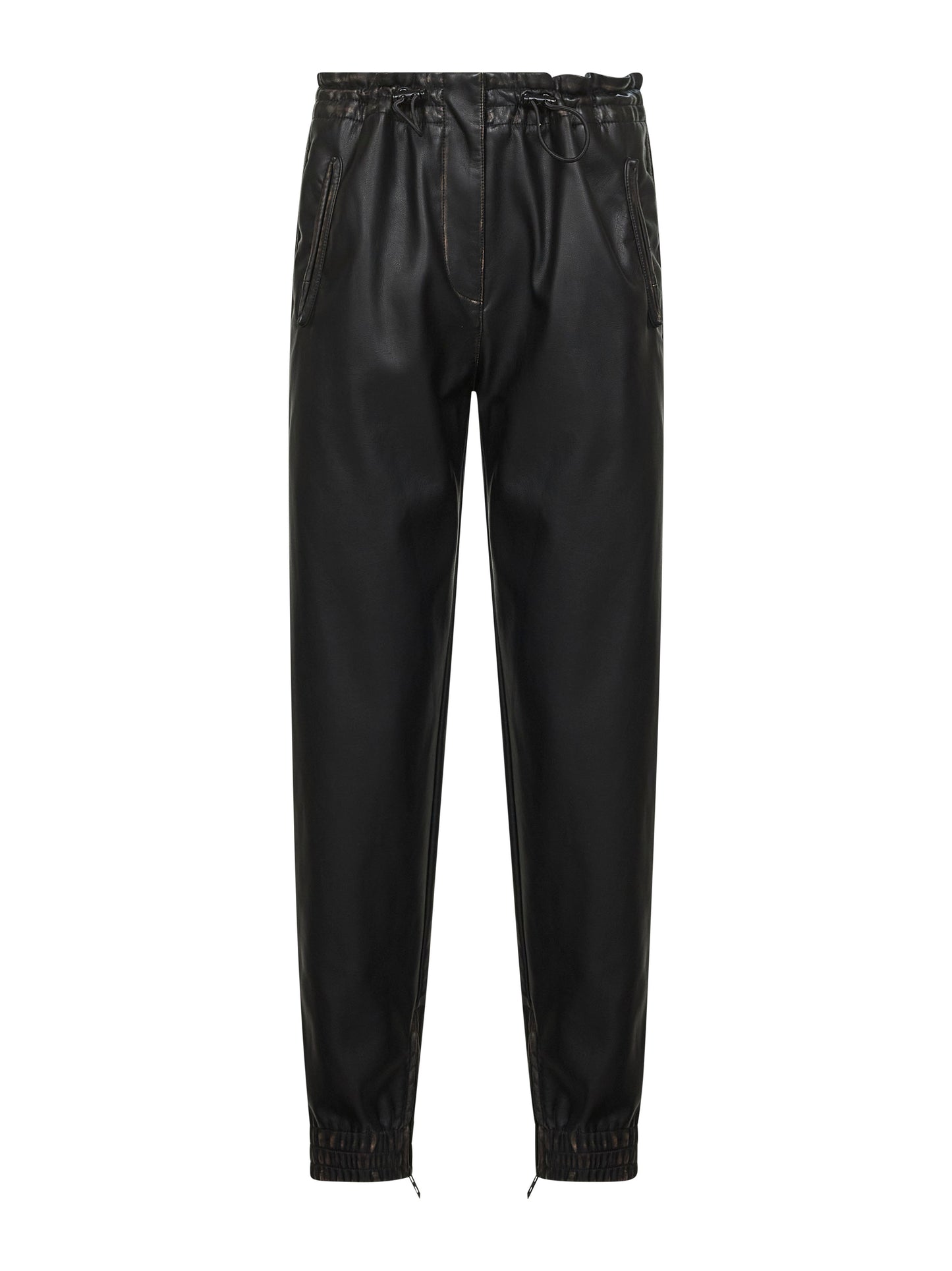 Black distressed eco-leather P-Hoenix trousers