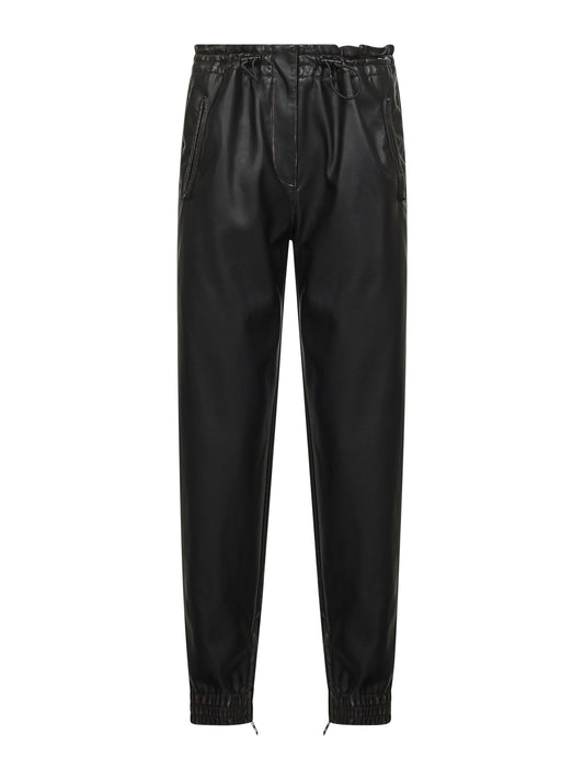 Black distressed eco-leather P-Hoenix trousers