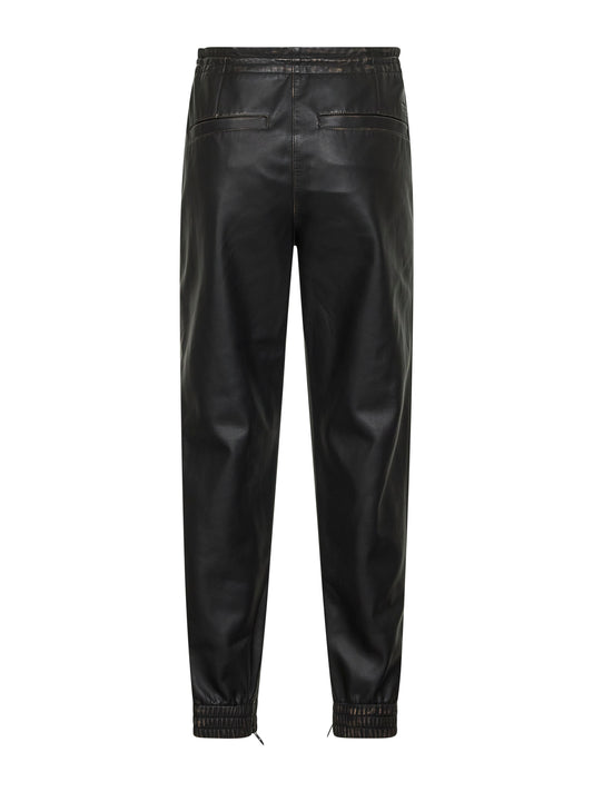 Black distressed eco-leather P-Hoenix trousers