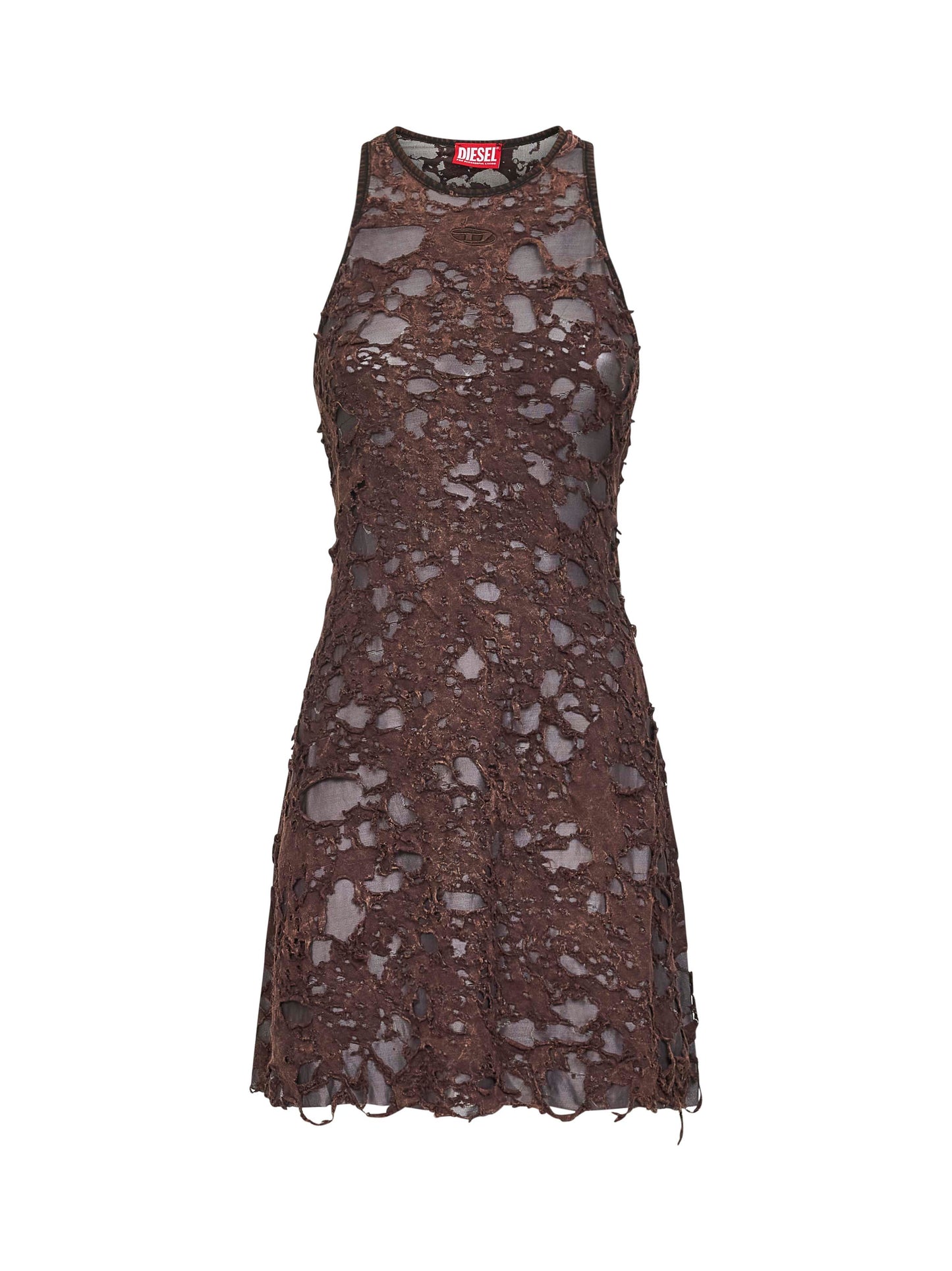 Brown destroyed jersey D-Ilmy minidress