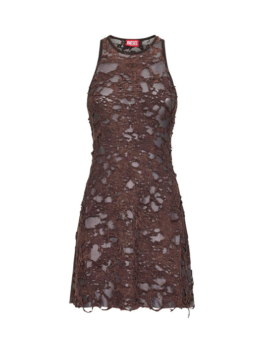 Brown destroyed jersey D-Ilmy minidress