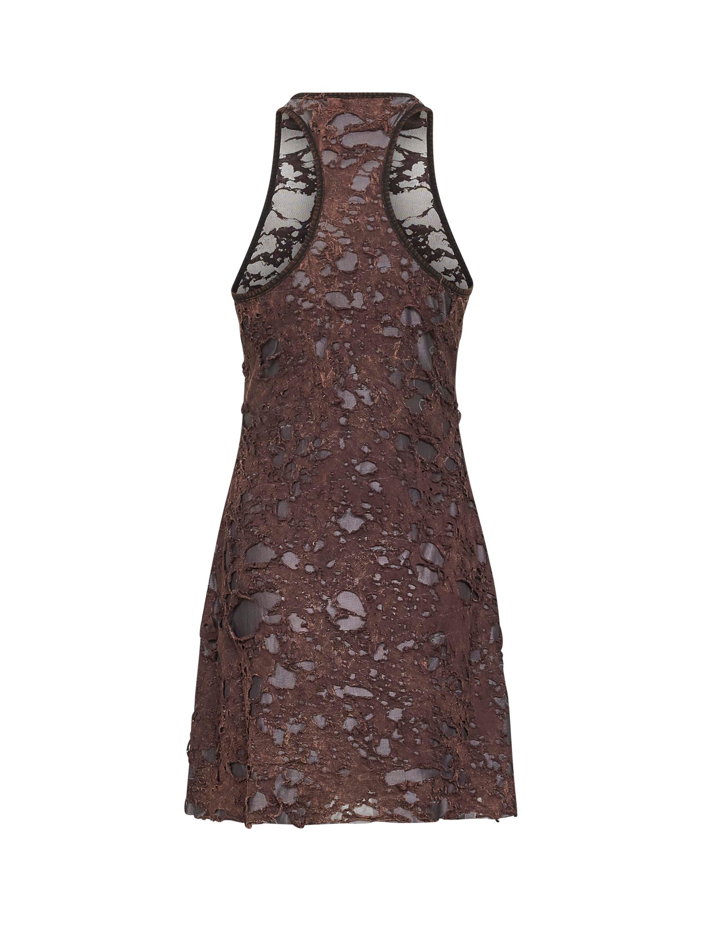 Brown destroyed jersey D-Ilmy minidress