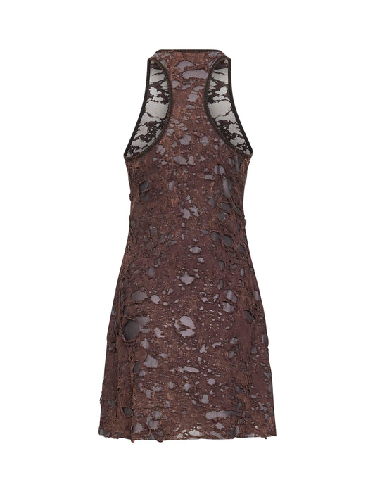 Brown destroyed jersey D-Ilmy minidress