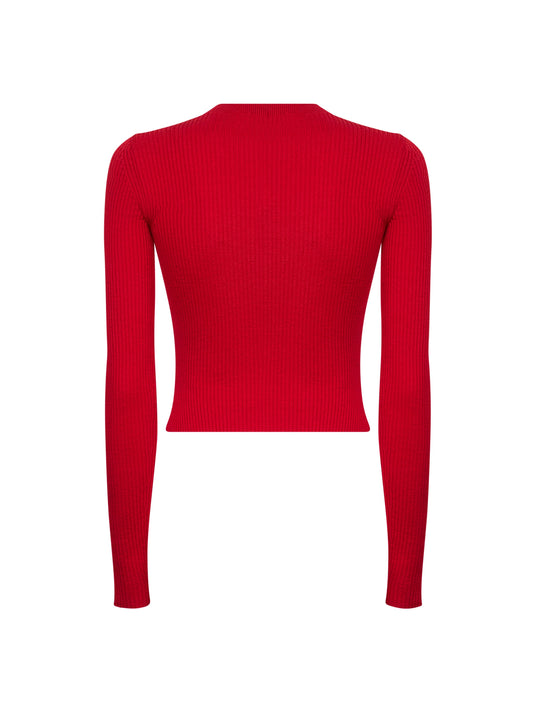 Red ribbed wool M-Olina top