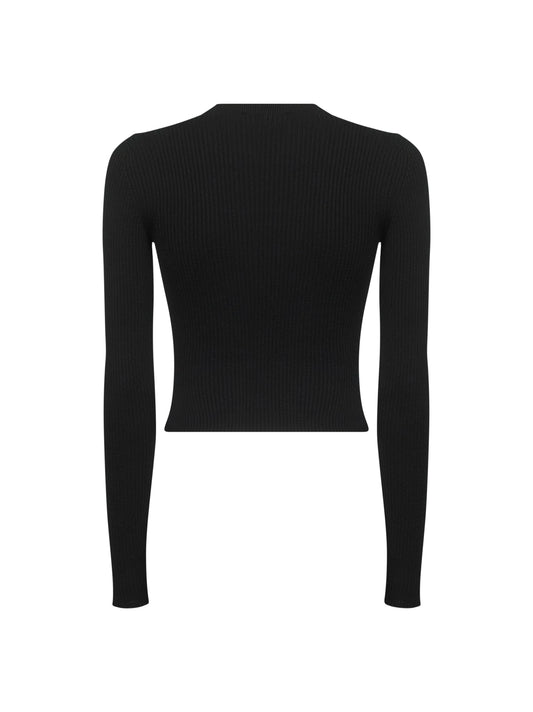 Black ribbed wool M-Olina top