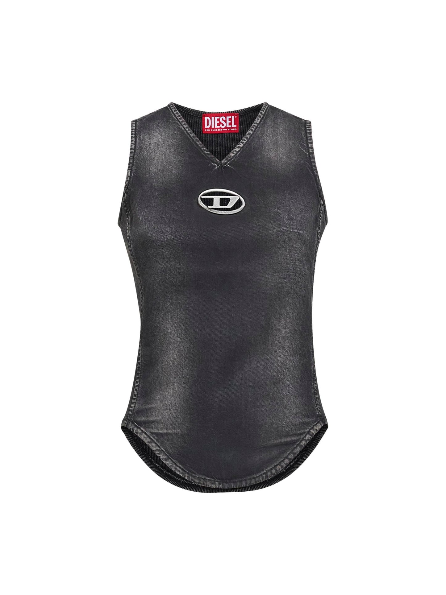 Top De-Nessi-S1 in denim e jersey nero<BR/>