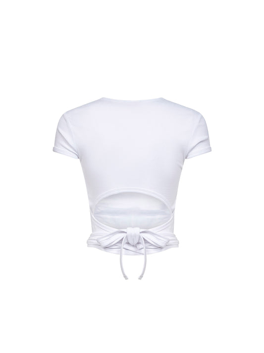 White ribbed cotton T-Bunny-Tail T-shirt