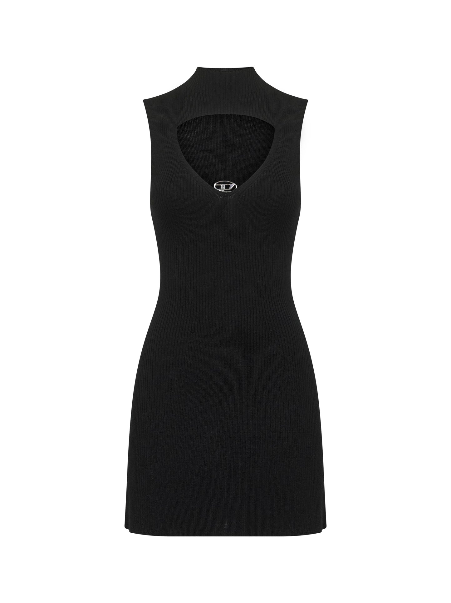 Black ribbed wool M-Oloni-Short minidress