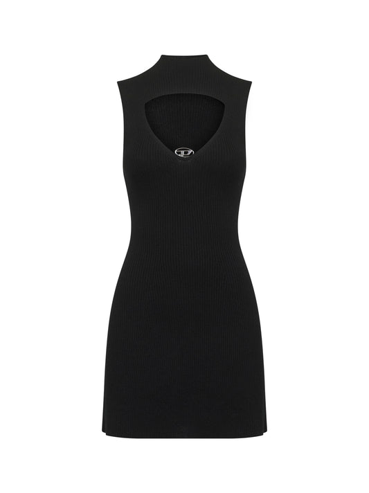 Black ribbed wool M-Oloni-Short minidress
